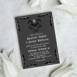 Invitation Mariage d'Imaginaire de monographie de dragon noir