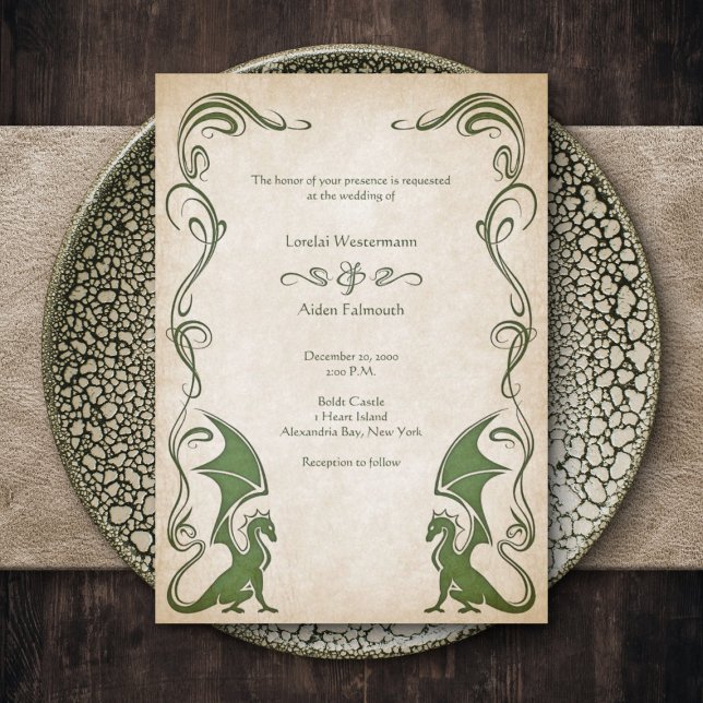 Invitation Mariage d'Imaginaire médiéval Dragon (Créateur téléchargé)