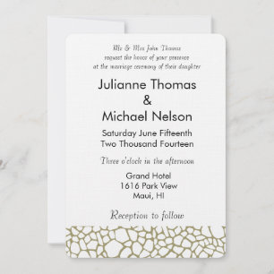 Invitation Mariage d'impression Gold White Giraffe