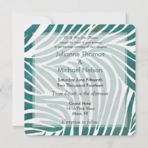 Invitation Mariage d'impression turquoise Zebra