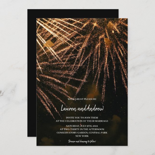 Invitation Mariage d'incendie moderne Lightning (Devant / Derrière)