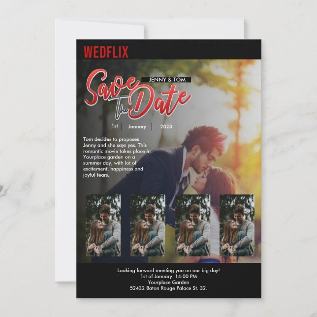 Invitation Mariage d'inspiration Netflix personnalisable (Devant)