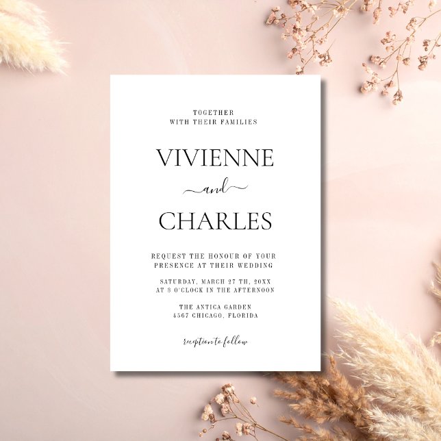 Invitation Mariage discret budget noir et blanc propre (Créateur téléchargé)