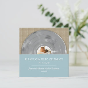Invitation Mariage disque vinyle musique argent rétro