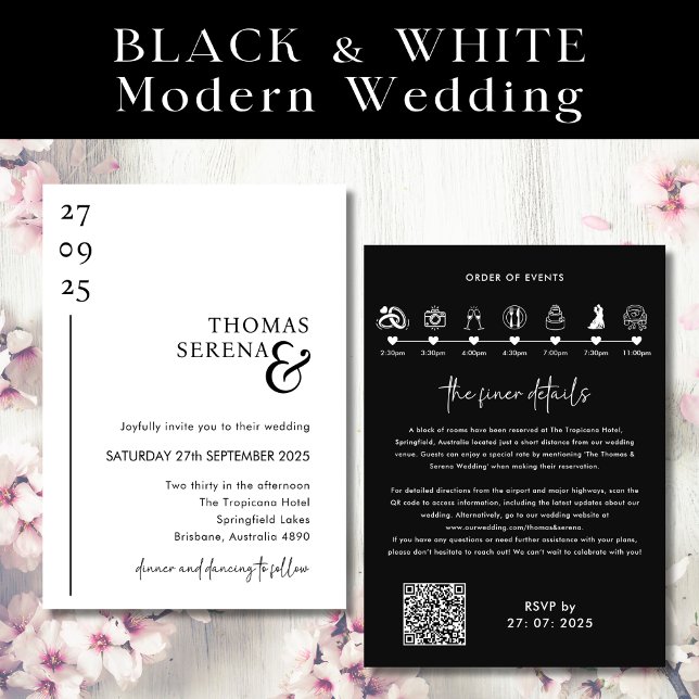Invitation Mariage d'itinéraire du scénario de code QR noir e (Créateur téléchargé)