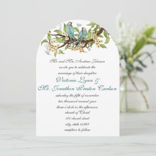 Invitation Mariage d'oiseau sarcelle bleu aqua et jaune