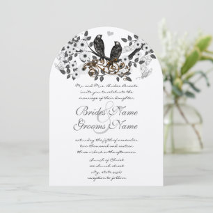Invitation Mariage d'oiseaux amoureux de la forêt enchantée