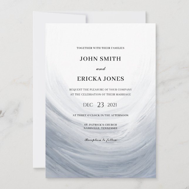 Invitation Mariage d'onde gris bleu foncé (Devant)