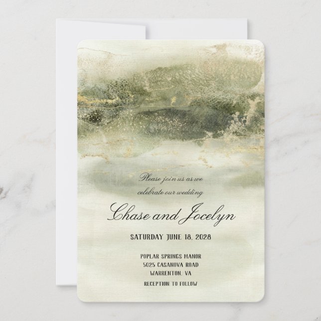 Invitation Mariage d'ondulation or et sable (Devant)