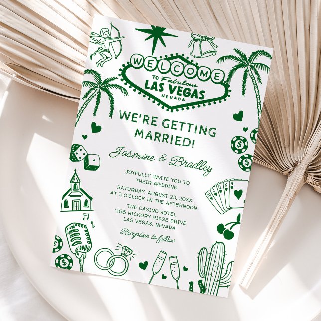 Invitation Mariage Doodle Amusant à Las Vegas (Créateur téléchargé)