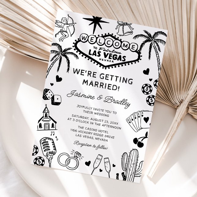 Invitation Mariage Doodle Amusant à Las Vegas (Créateur téléchargé)