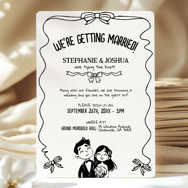 Invitation Mariage Doodle avec deux illustrations (Créateur téléchargé)
