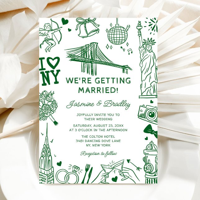 Invitation Mariage Doodle Fun à New York (Créateur téléchargé)