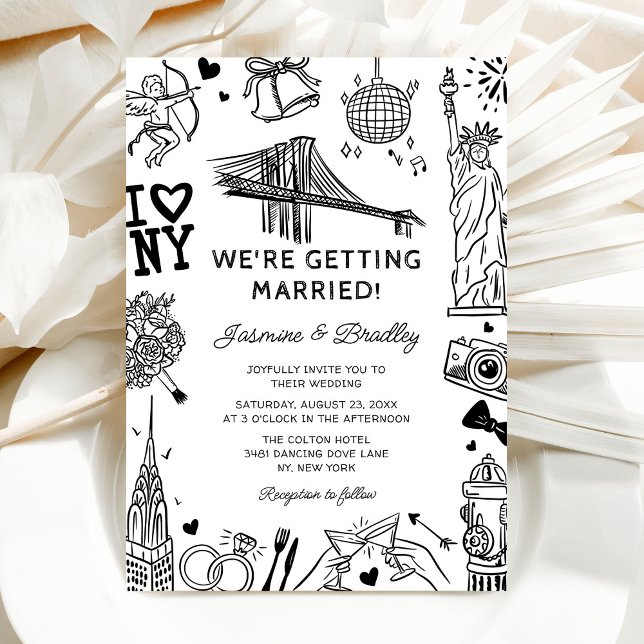 Invitation Mariage Doodle Fun New York (Créateur téléchargé)