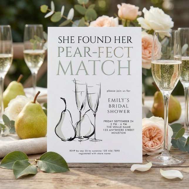 Invitation Mariage Doodle Pear-fect Match Shower Nuptial (Créateur téléchargé)