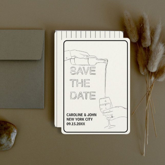 Invitation Mariage Doodle Vin Enregistrer La Date (Créateur téléchargé)