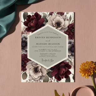 Invitation Mariage d'opulence romantique aux fleurs de Bourgo