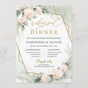 Invitation Mariage d'or Bohême Blush Pink Floral Greenery