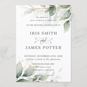 Invitation Mariage d'or de feuillage rustique chic