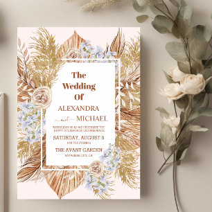 Invitation Mariage d'or de laiton Pampas