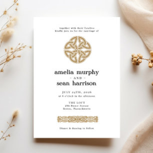 Invitation Mariage d'or de noeud celtique irlandais