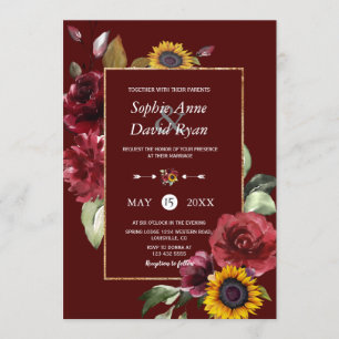 Invitation Mariage d'or du tournesol royal de Bourgogne
