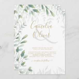 Invitation Mariage d'or Feuille moderne QR Code RSVP
