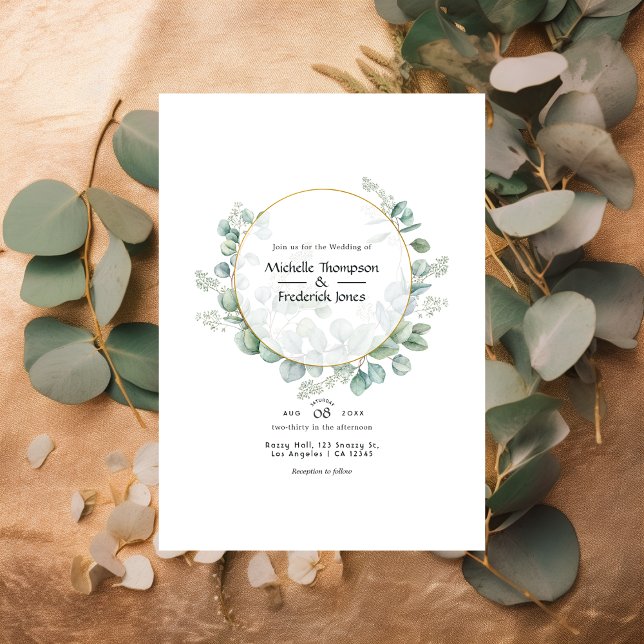 Invitation Mariage d'or géométrique Eucalyptus (Créateur téléchargé)