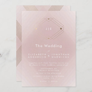 Invitation Mariage d'or géométrique moderne rose simple