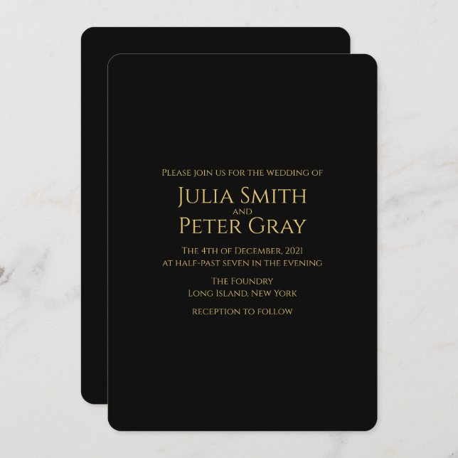 Invitation Mariage d'or moderne (Devant / Derrière)