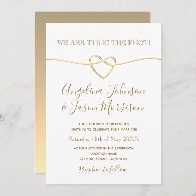 Invitation Mariage d'or romantique (Devant / Derrière)