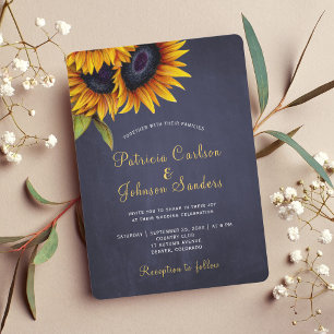 Invitation Mariage d'or rustique tournesol