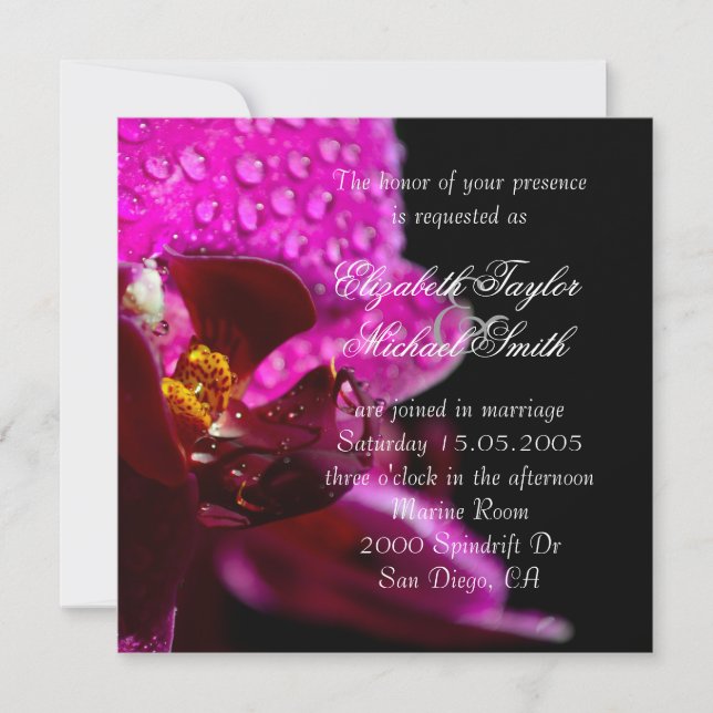 Invitation Mariage d'orchidée violet luxueuse (Devant)