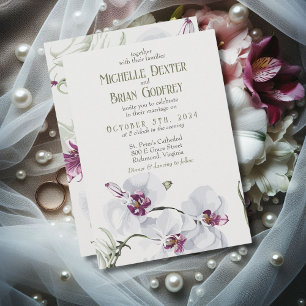 Invitation Mariage d'orchidées blanches délicates