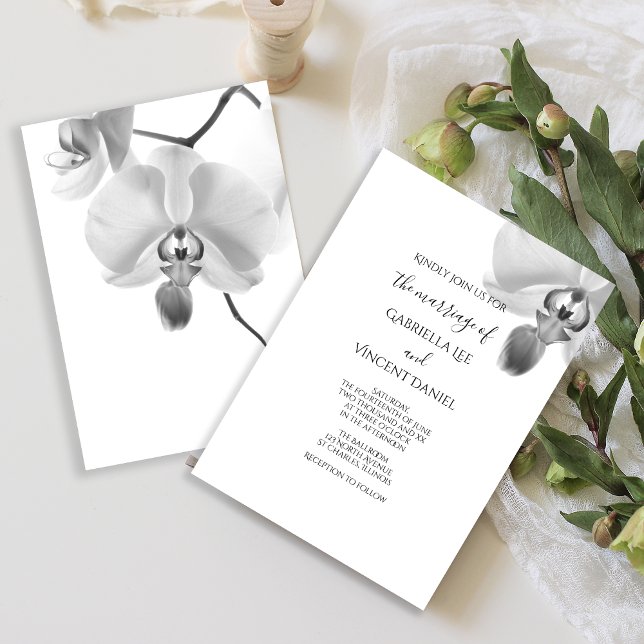 Invitation Mariage d'orchidées noires et blanches (Perfect inspo for your elegant marriage ceremony and reception)