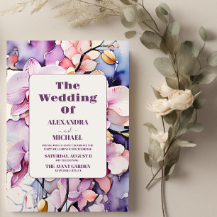 Invitation Mariage d'orchidées rose chaud Fuchsia