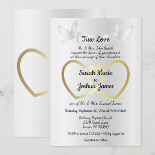 Invitation Mariage double coeur Gold