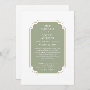 Invitation Mariage double face BILINGUE Olive Green