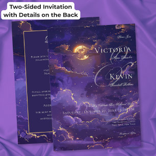 Invitation Mariage Double Face Nuit Sombre Violet Clair de Lu