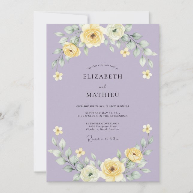 Invitation Mariage Douce Floraison de Lavande (Devant)