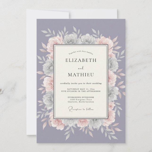 Invitation Mariage Douce Floraison de Lavande (Devant)