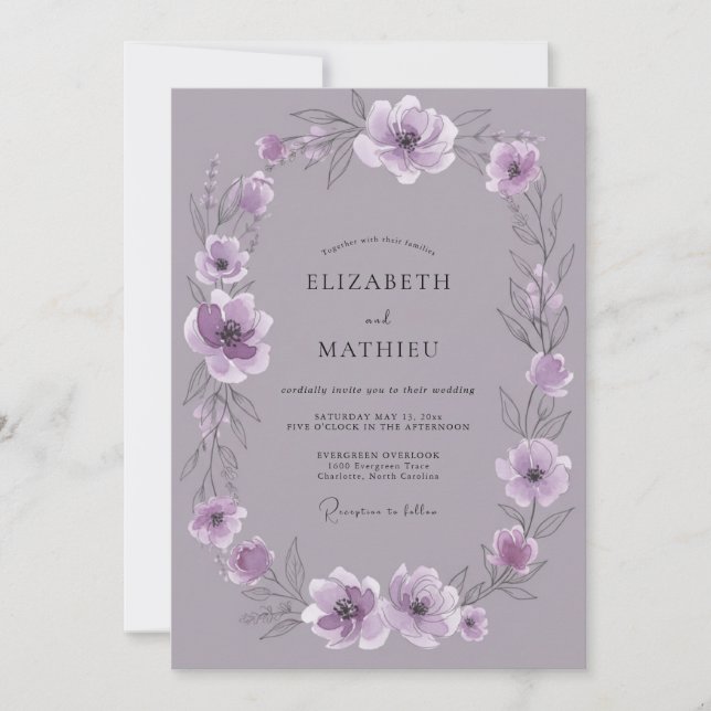 Invitation Mariage Douce Floraison Lavande (Devant)
