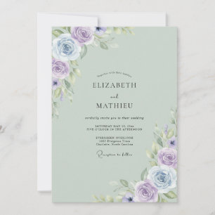 Invitation Mariage Douce Pétale de Lilas Menthe