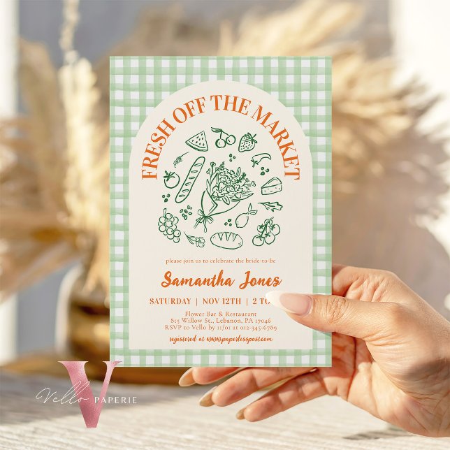 Invitation Mariage douche de mariée verte fraîche tirée à la  (Créateur téléchargé)
