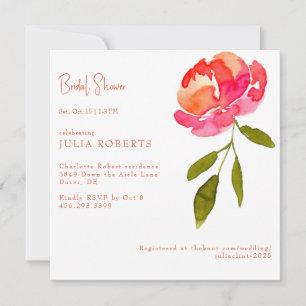 Invitation Mariage douche florale rose et orange