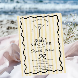Invitation Mariage douches avec martini dessiné à la main et