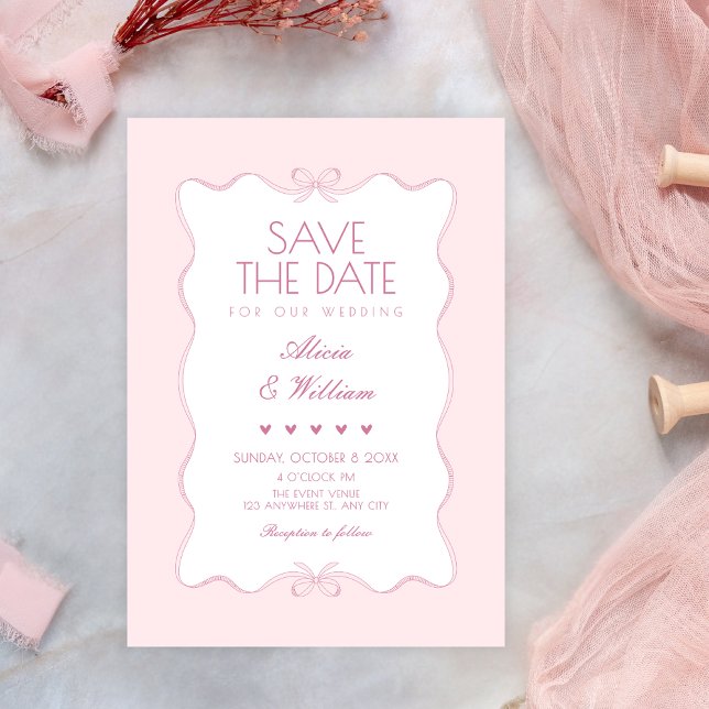 Invitation Mariage doux rose  (Créateur téléchargé)