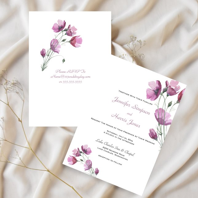 Invitation Mariage doux violet Petite Floral été (Wedding Soft Purple Summer Petite Flowers Invitation)