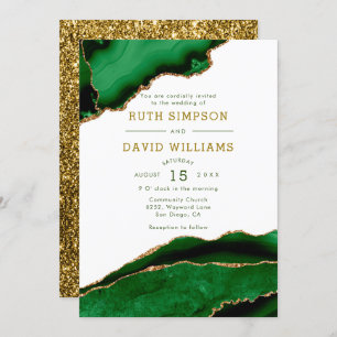 Invitation Mariage d'Parties scintillant de luxe Emerald and 