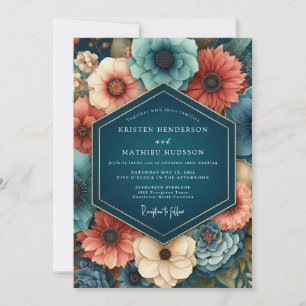 Invitation Mariage dramatique au paprika saphir